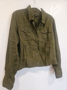 Quince 100% European Linen Martini Olive Jacket Womens Size Small. Eco Friendly.